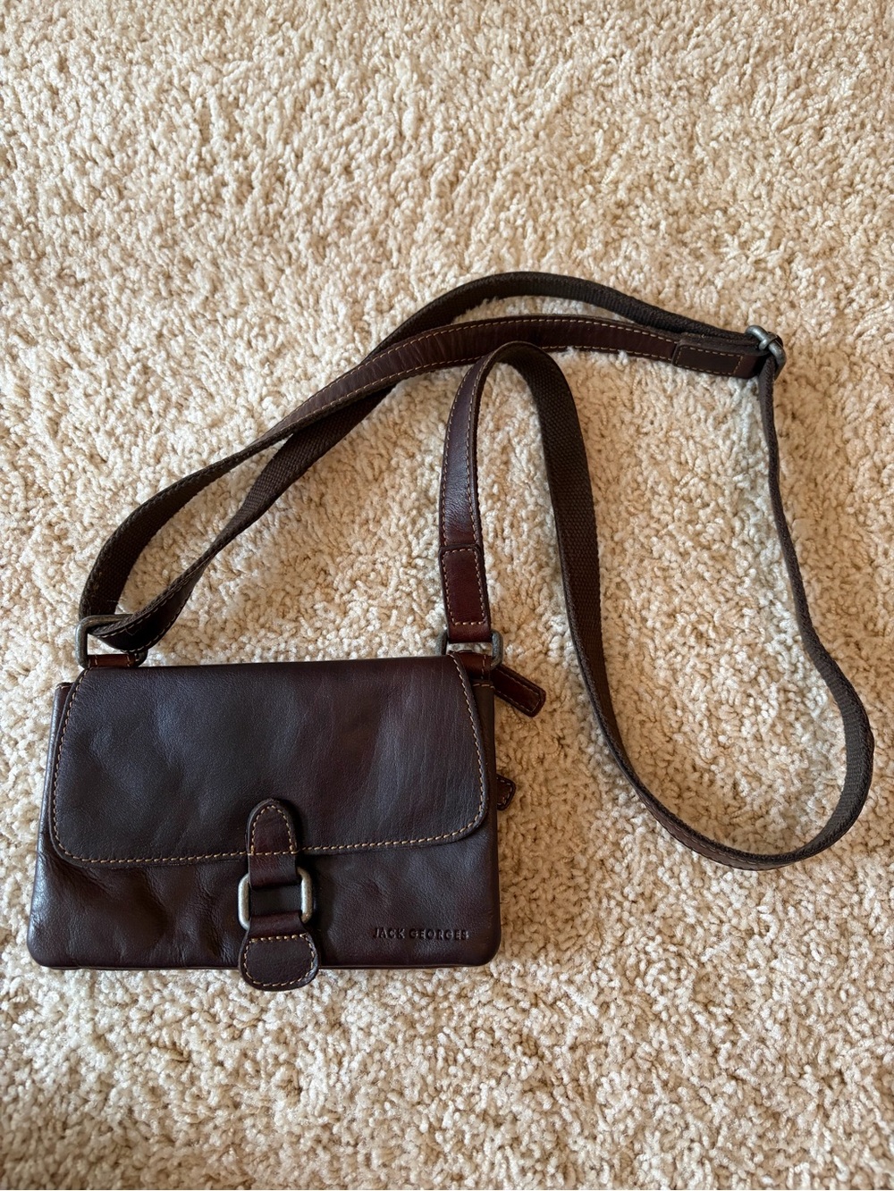 Jack Georges Brown Leather Crossbody Bag